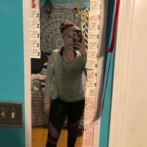 Light green cold shoulder top